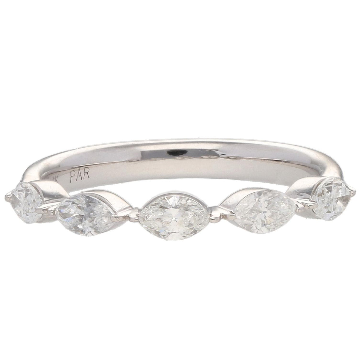 14K White Gold Marquise Diamond Band 0.75ctw G/H SI1 Size 6.5 Elegant 2.2g