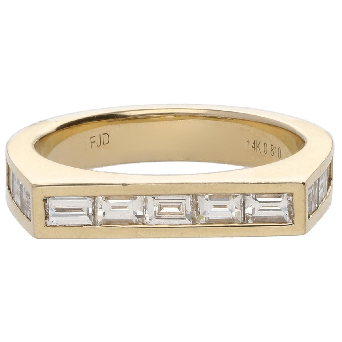 14K Yellow .81ctw Baguette Signet Bar Ring