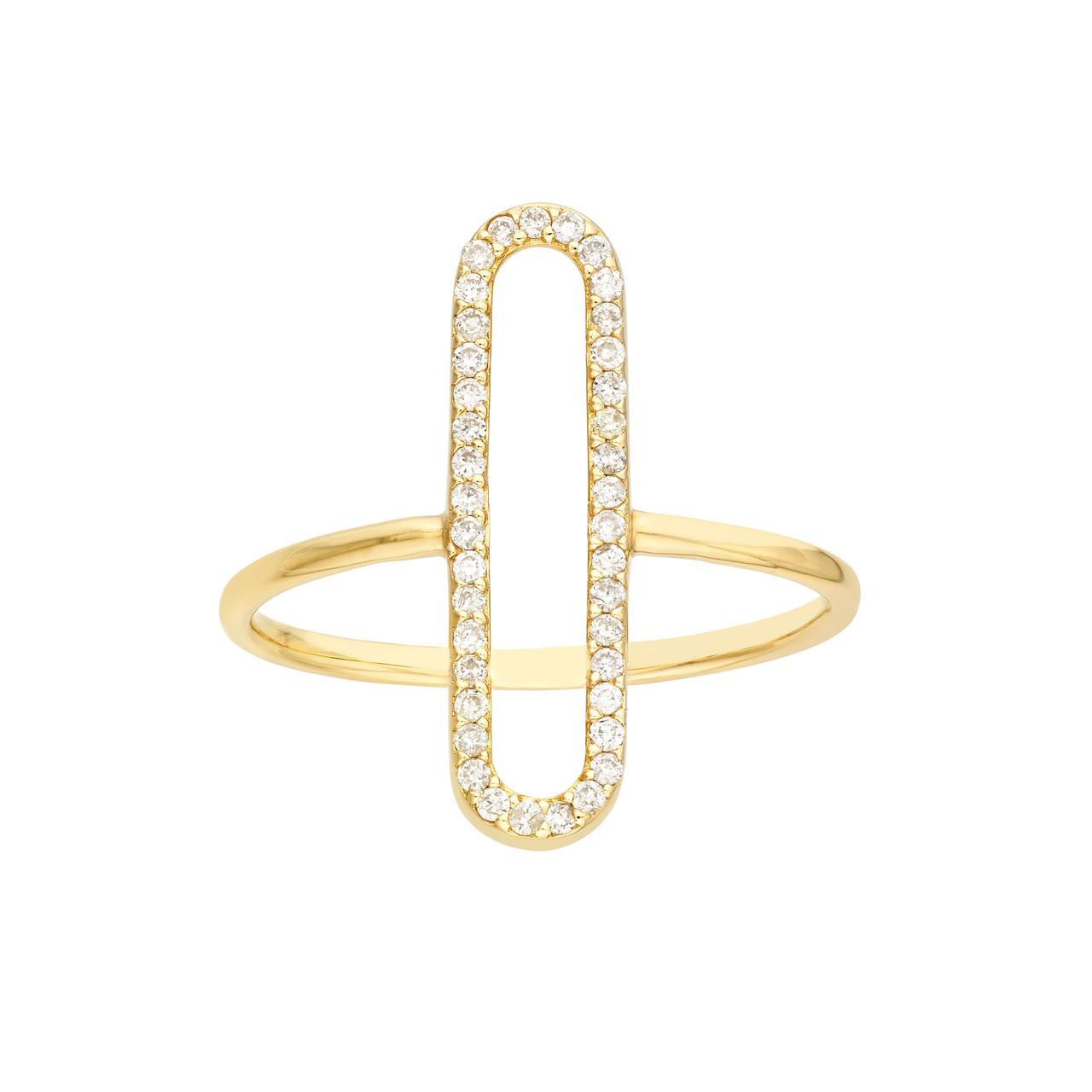14K Yellow Diamond Paperclip Link Fashion Ring