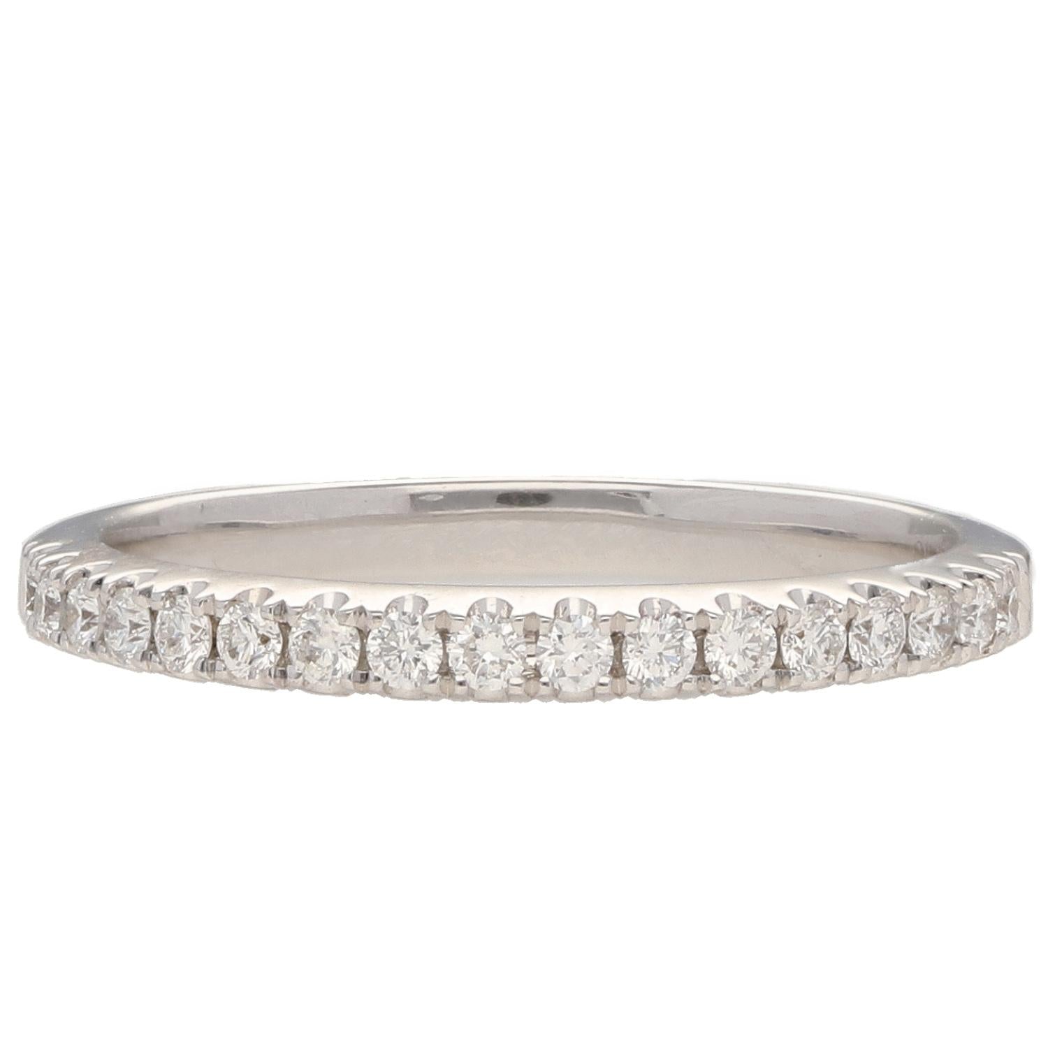 14k White 17 Naturall Diamonds .24ctw French Set Wedding Band