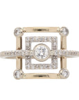 14K Gold Two Tone Geometric Square Ring