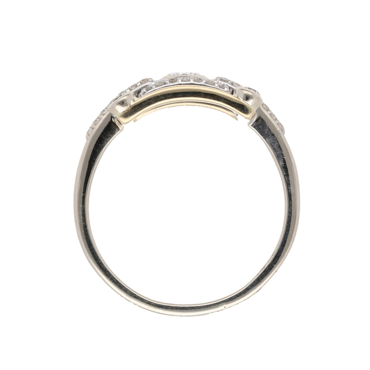 14K Gold Two Tone Geometric Square Ring