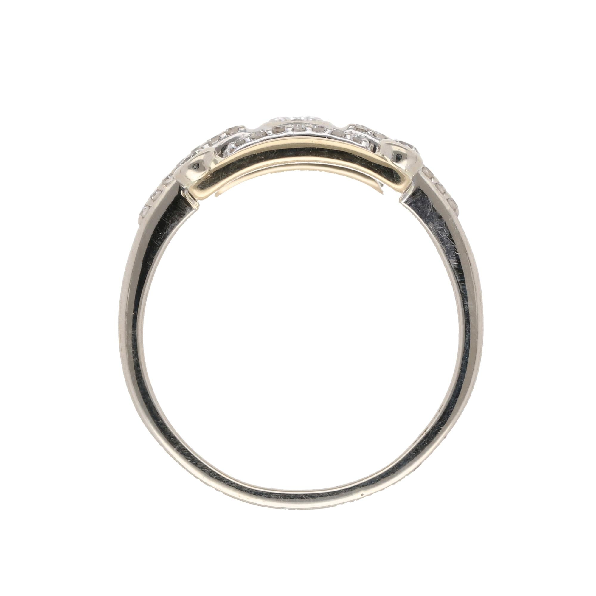 14K Gold Two Tone Geometric Square Ring