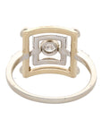 14K Gold Two Tone Geometric Square Ring
