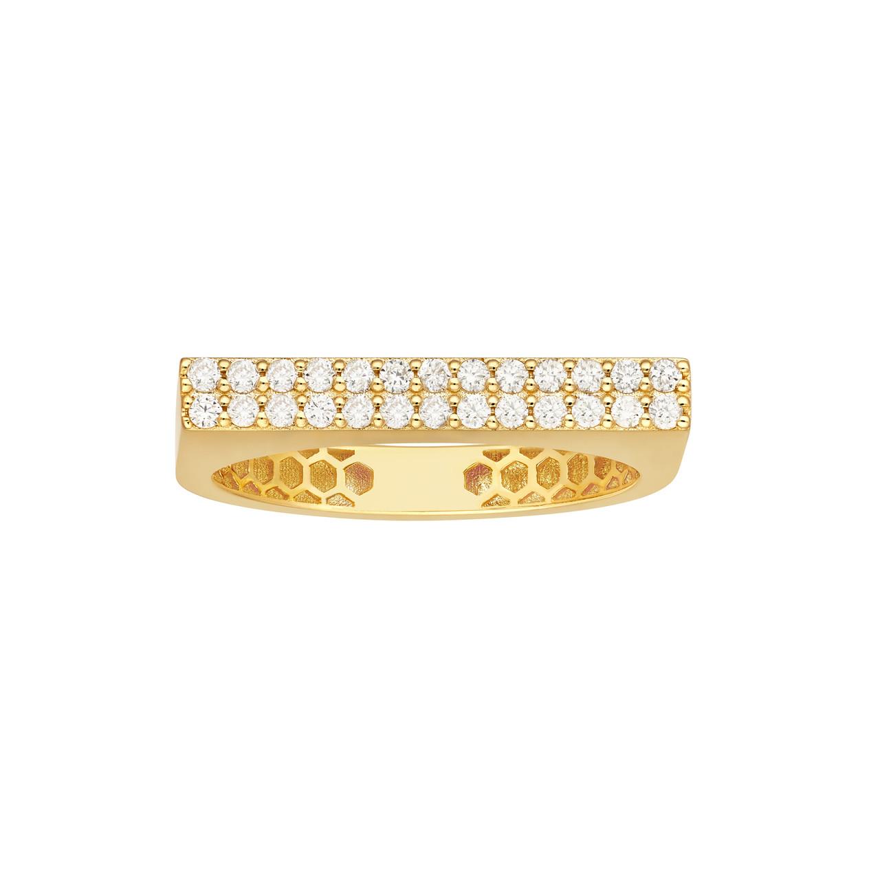 Golden Pave Bar Ring