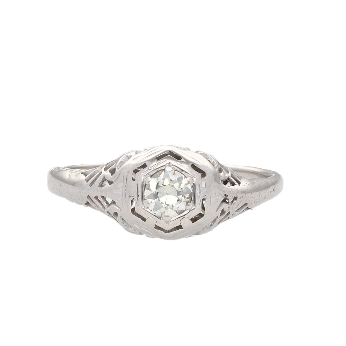 14KW Vintage Antique Diamond Ring