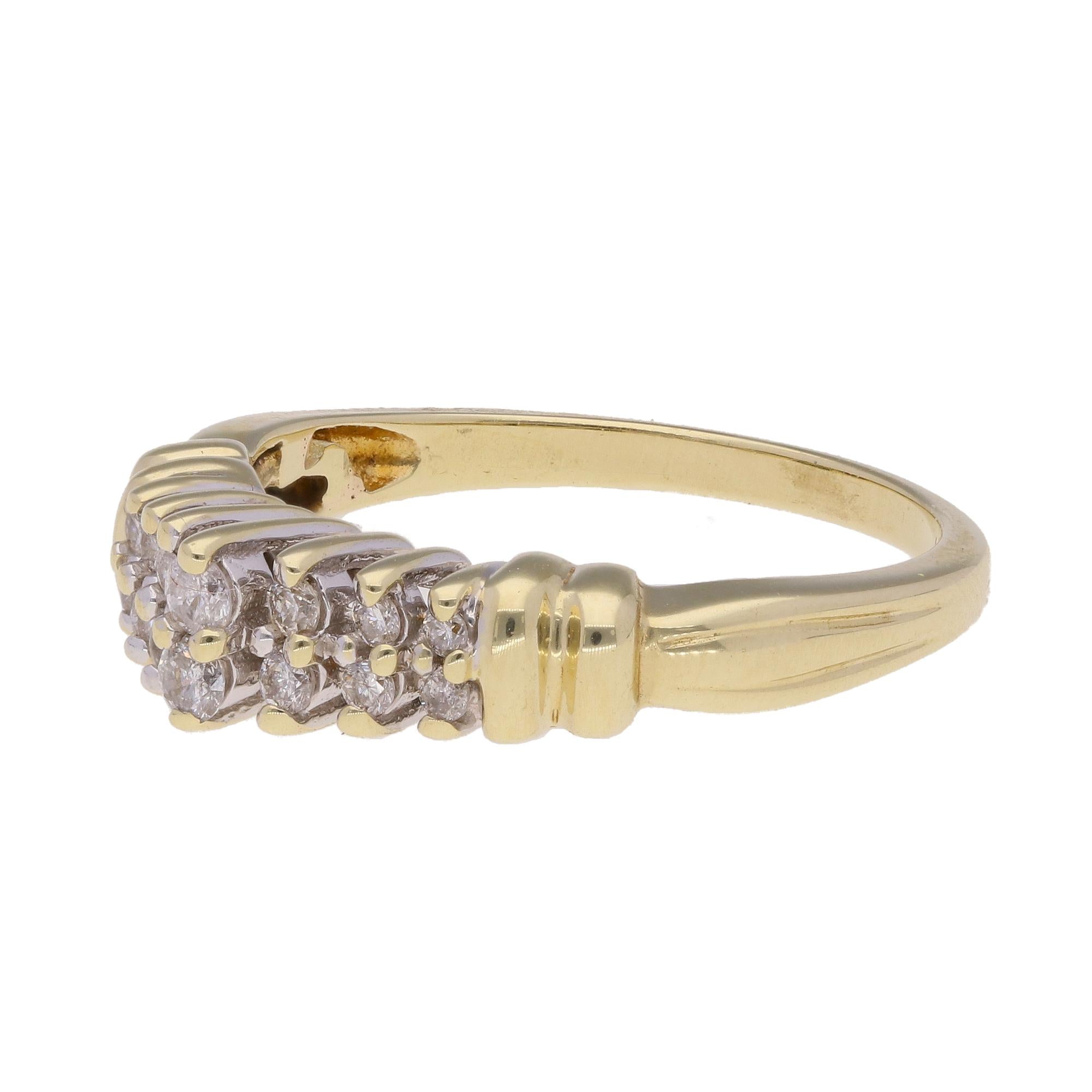 14K Yellow 1/5ctw Diamond Pyramid Ring