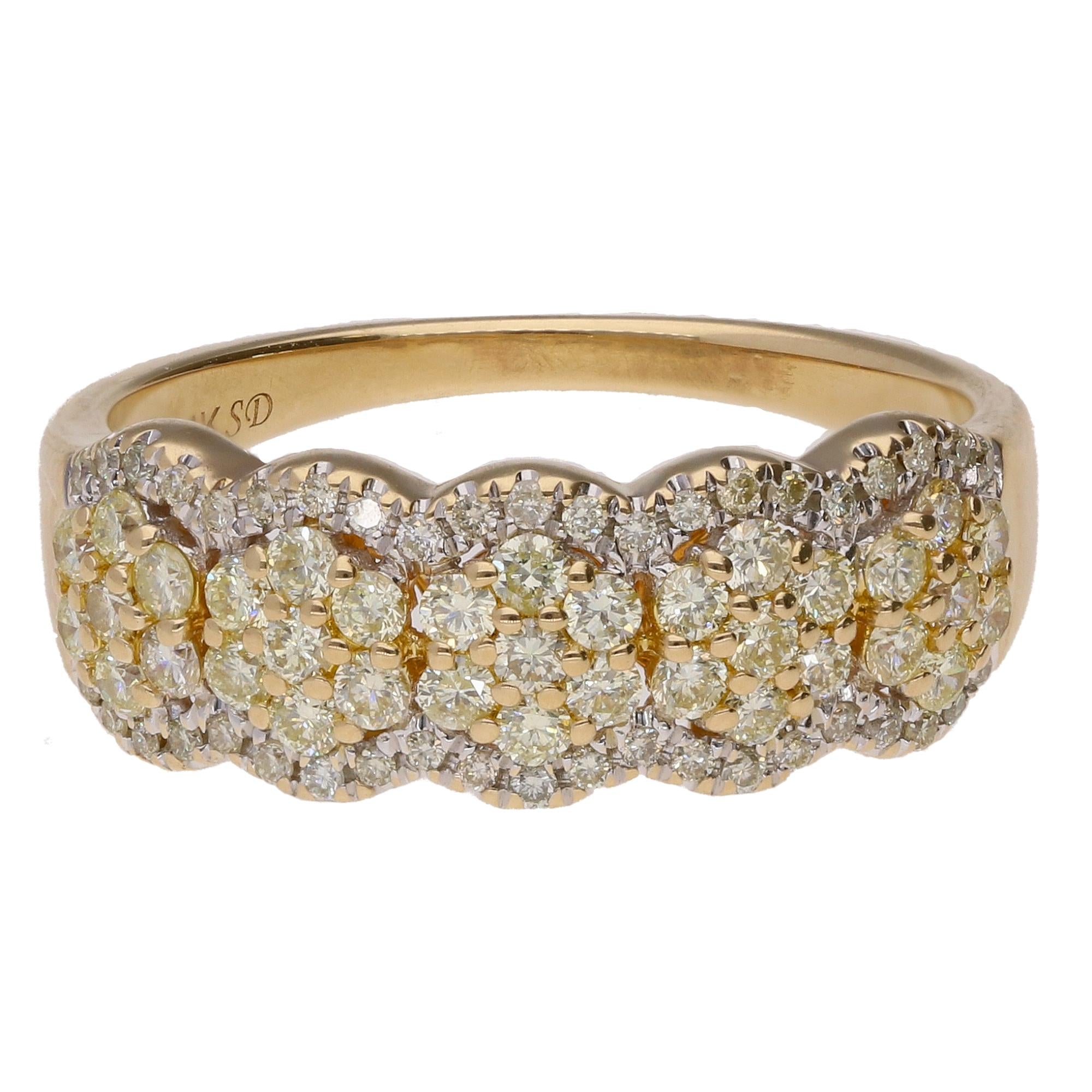 14KYellow and White Cluster Diamond Band