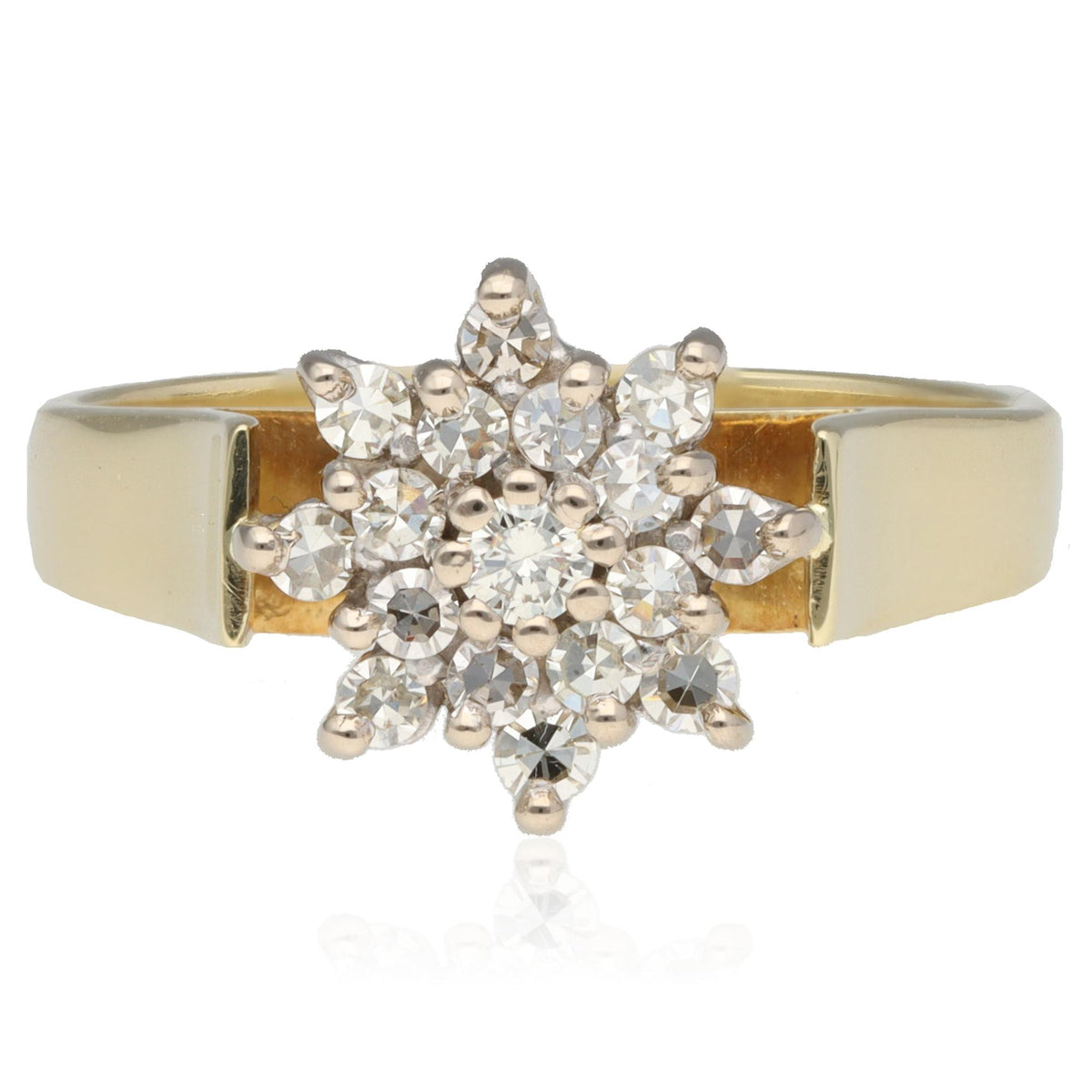 Vintage 18K Yellow Diamond Cluster Ring