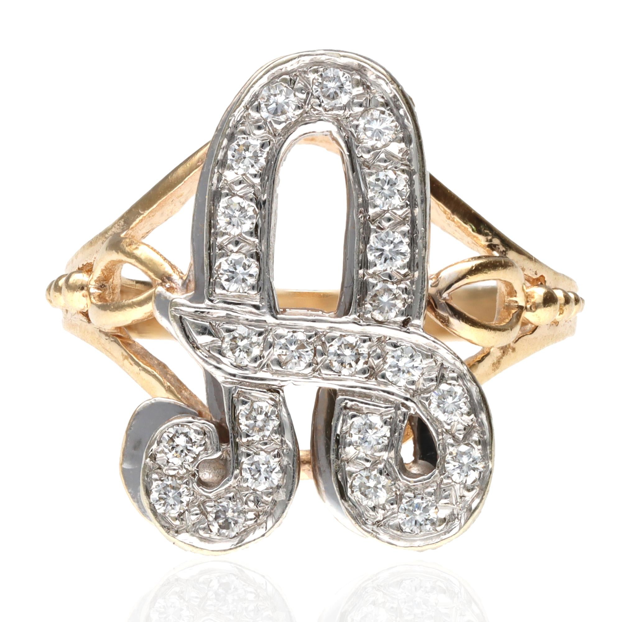 Vintage Diamond "A" Initial Ring