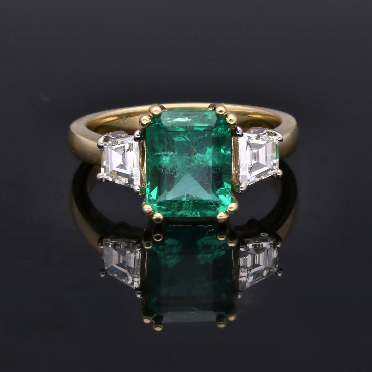 Emerald Three Stone Ring