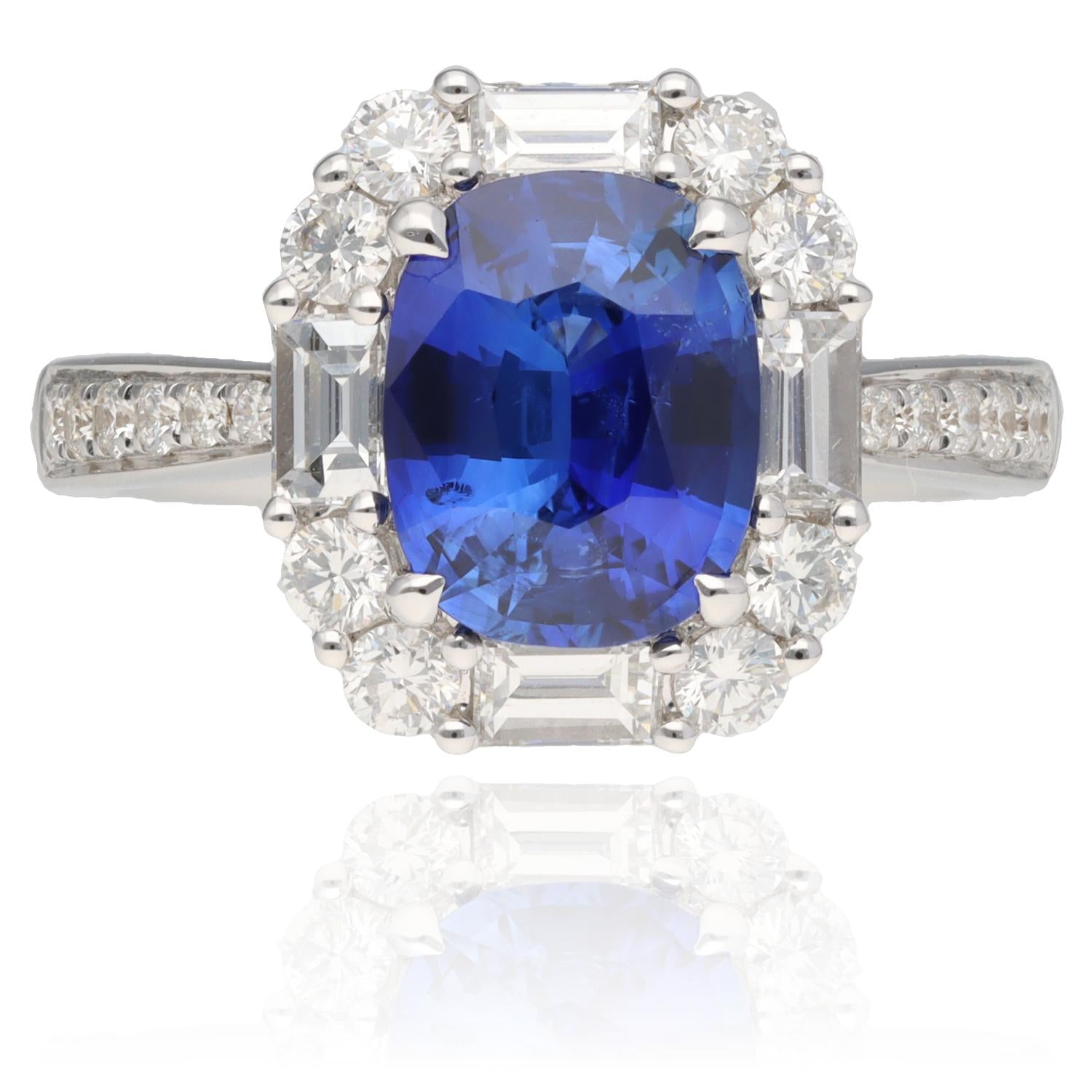 Sri Lankan Sapphire Halo Ring