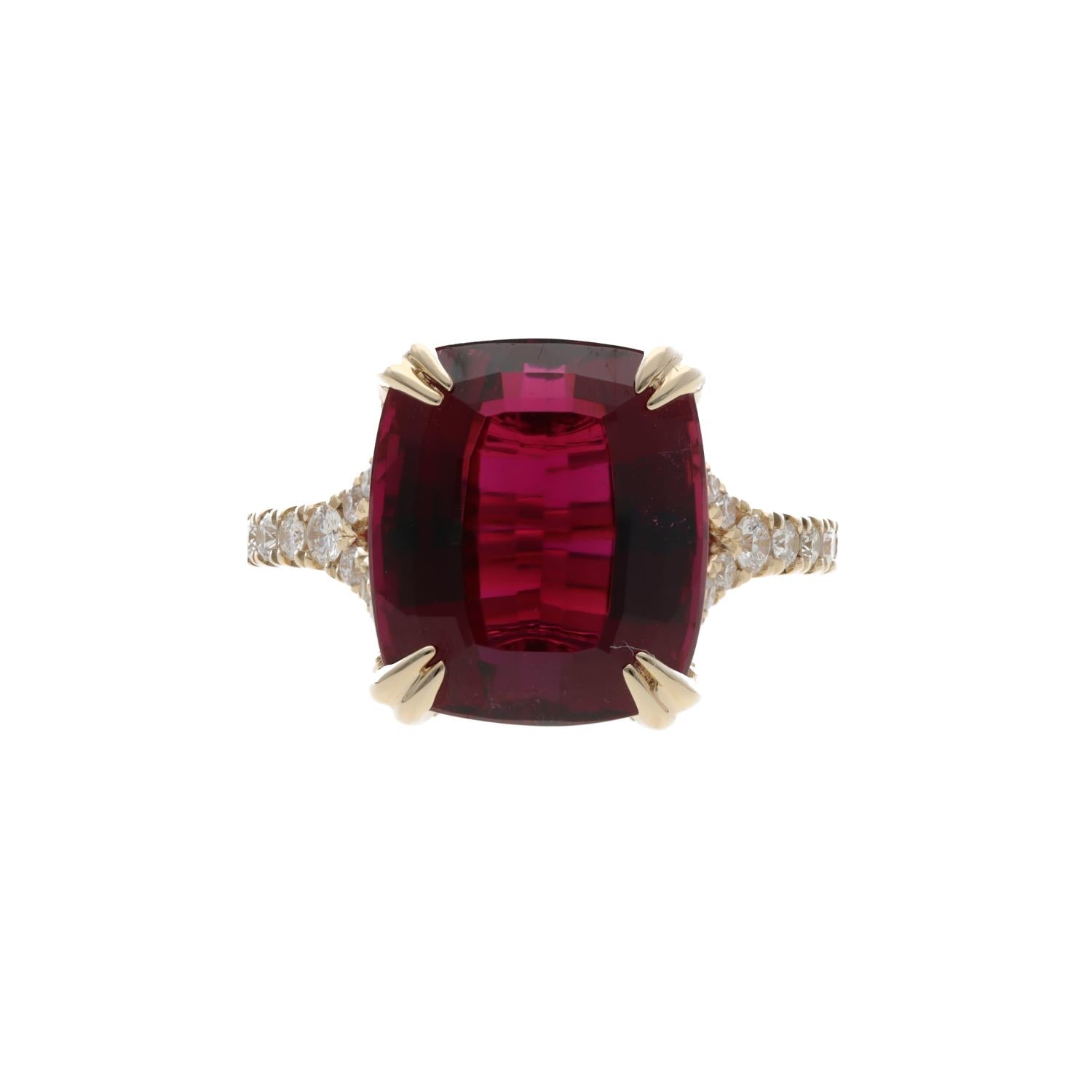Radiant Rubellite Diamond Ring