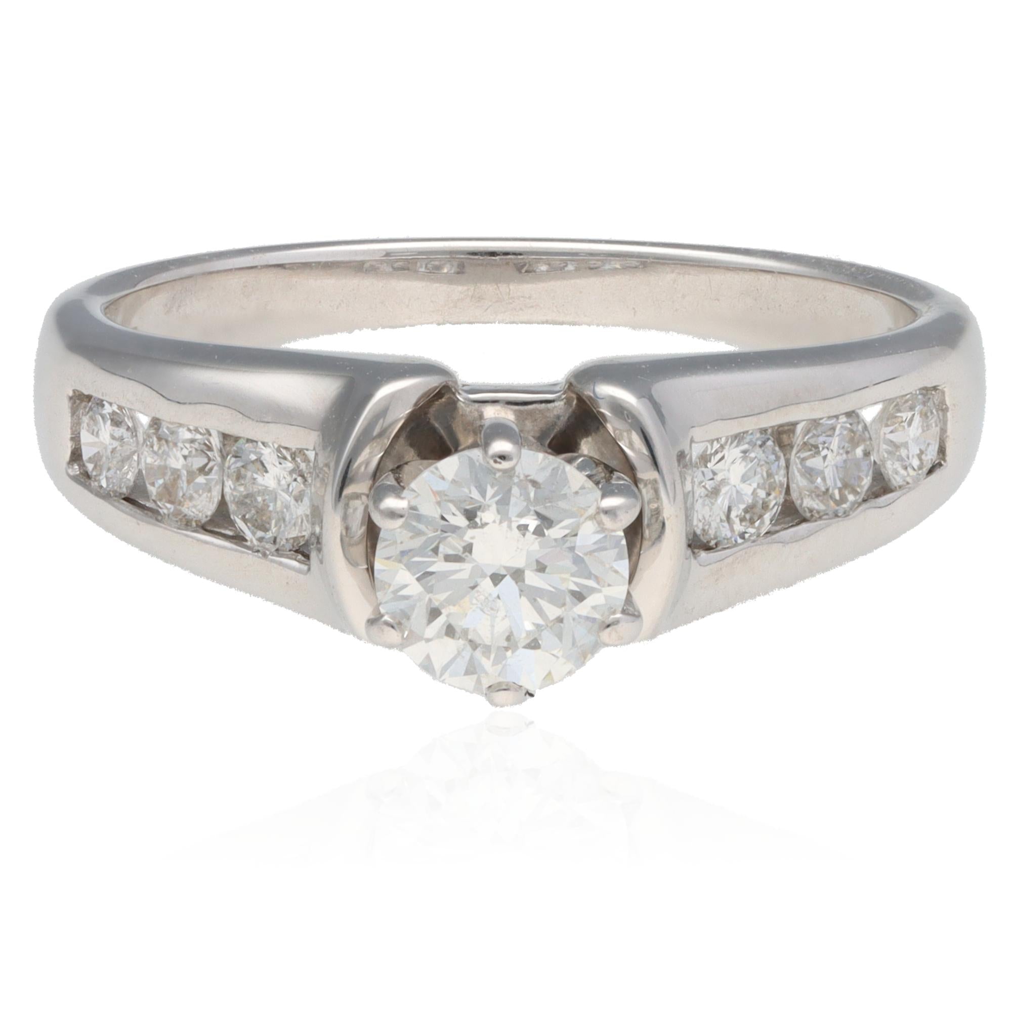 14kw .60ct Round Diaomdn Engagement Ring Channel Set