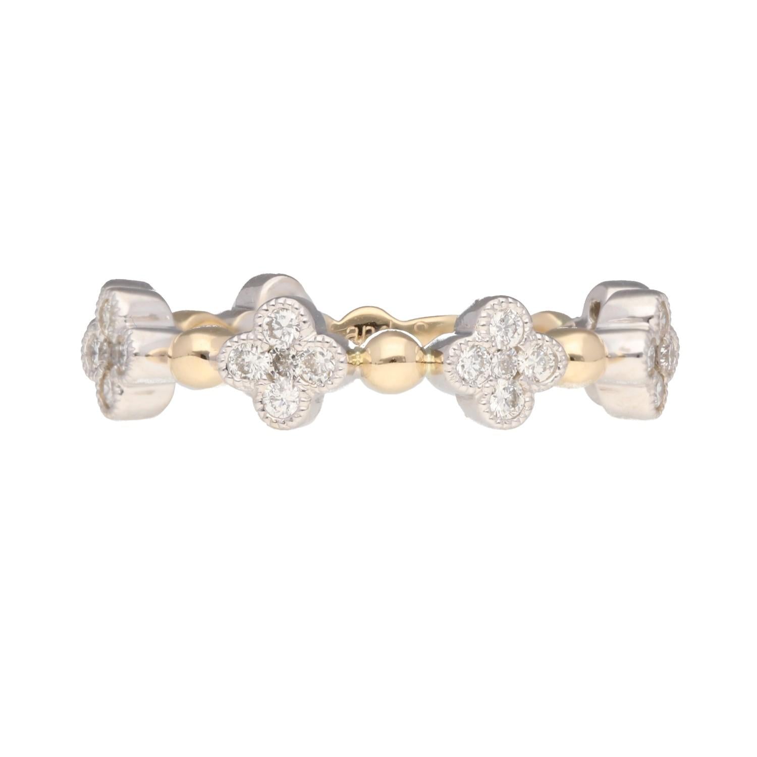 14KYW Quatrefoil 35=.46tw Dia Band