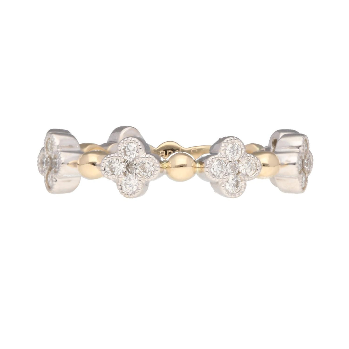 14KYW Quatrefoil 35=.46tw Dia Band