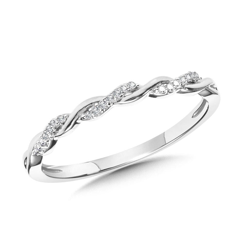 10K White Gold Twisted Diamond Wedding Band