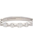 14K White Gold Marquise Round Diamond Band .59ctw Size 6 Elegant Ring 2.1g