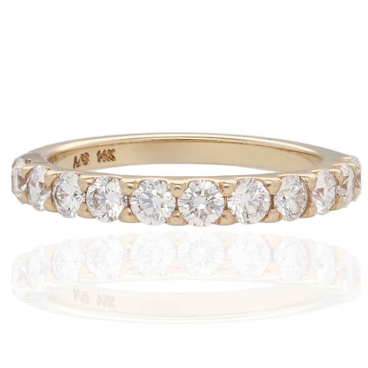 14K Yellow Gold Round Diamond Wedding Band