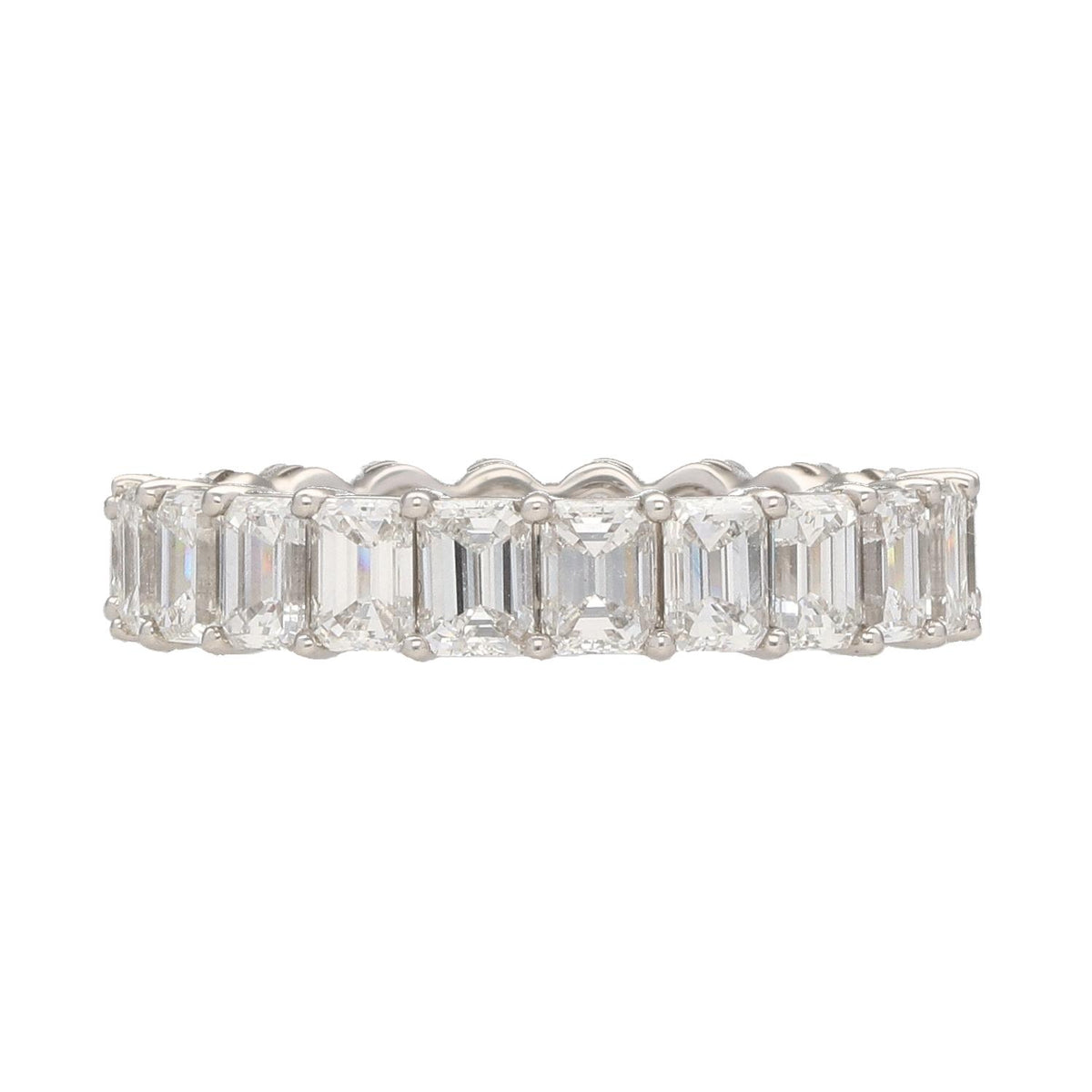 Platinum Emerald and Oval Diamond Eternity Band 3.50ctw