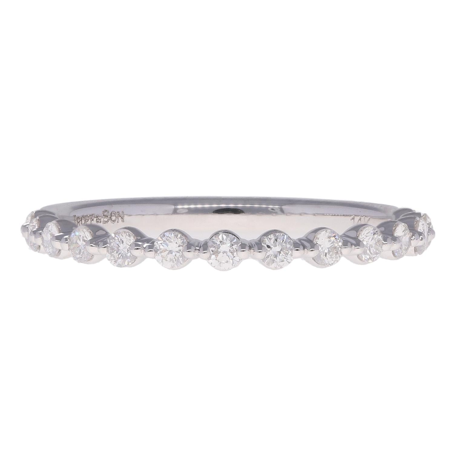 14K White Gold Single Prong Diamond Band