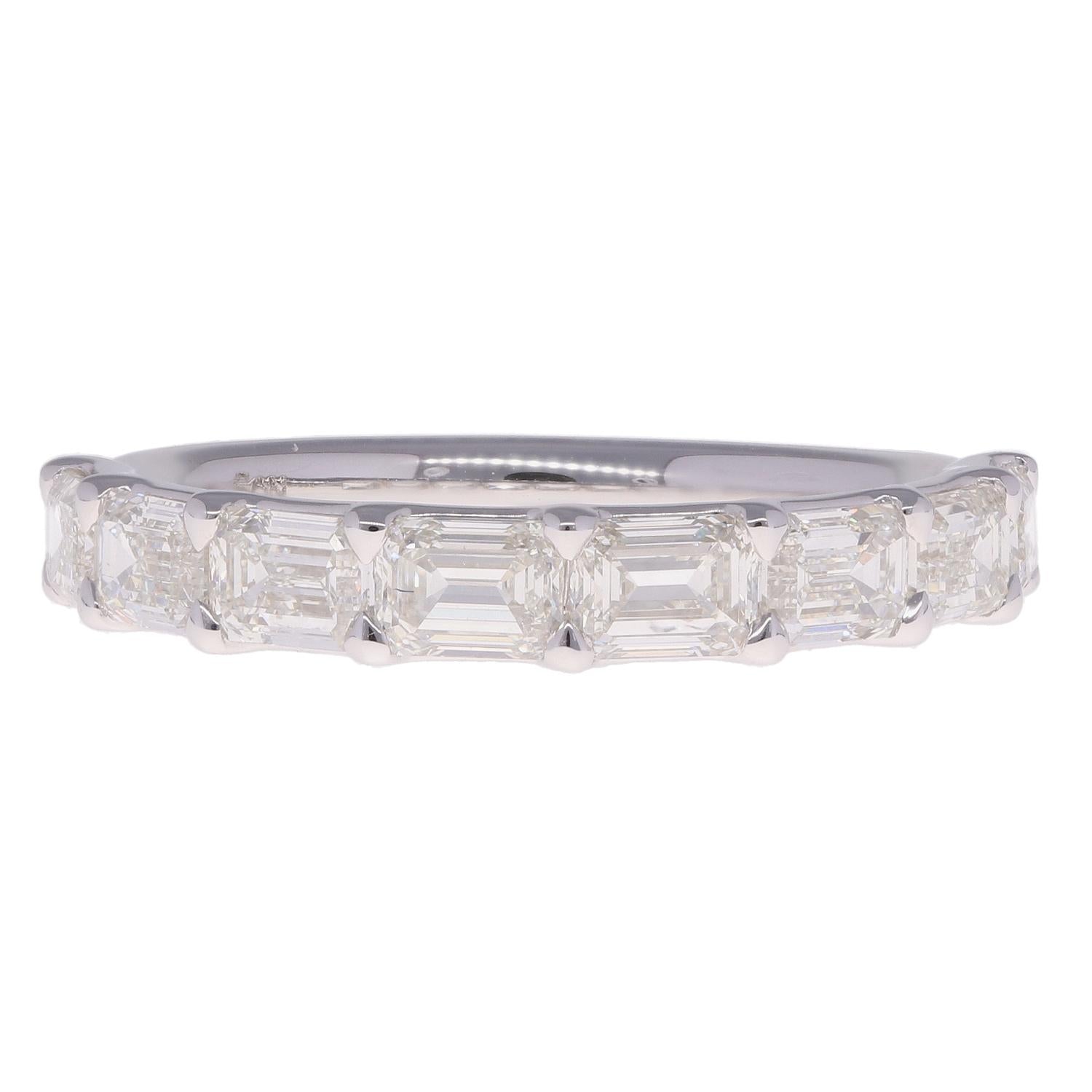 14K White Gold Emerald Cut Diamond Band 2.00ctw G/H SI1 Size 6.5 Ring 3.1gram