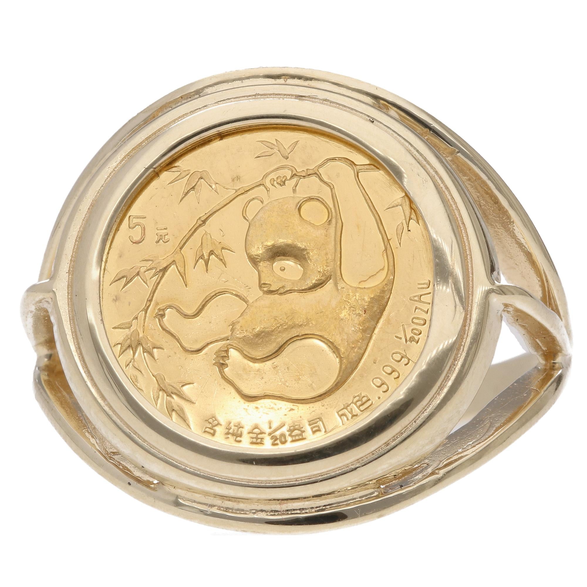 14K Gold Panda Coin Ring