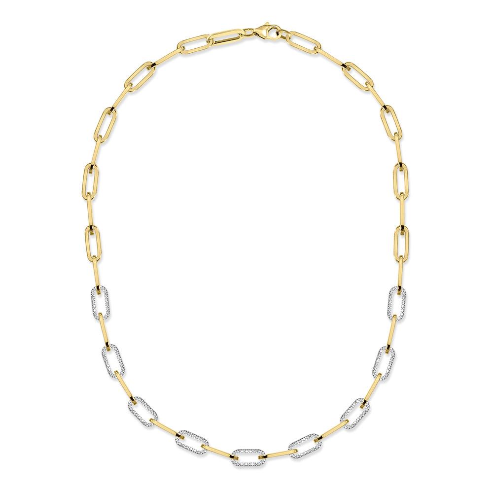 14K Yellow Gold Diamond Paperclip Necklace 1.10ctw SI1 18in Elegant
