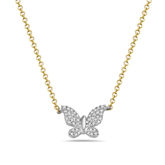 Diamond Pave Butterfly Necklace