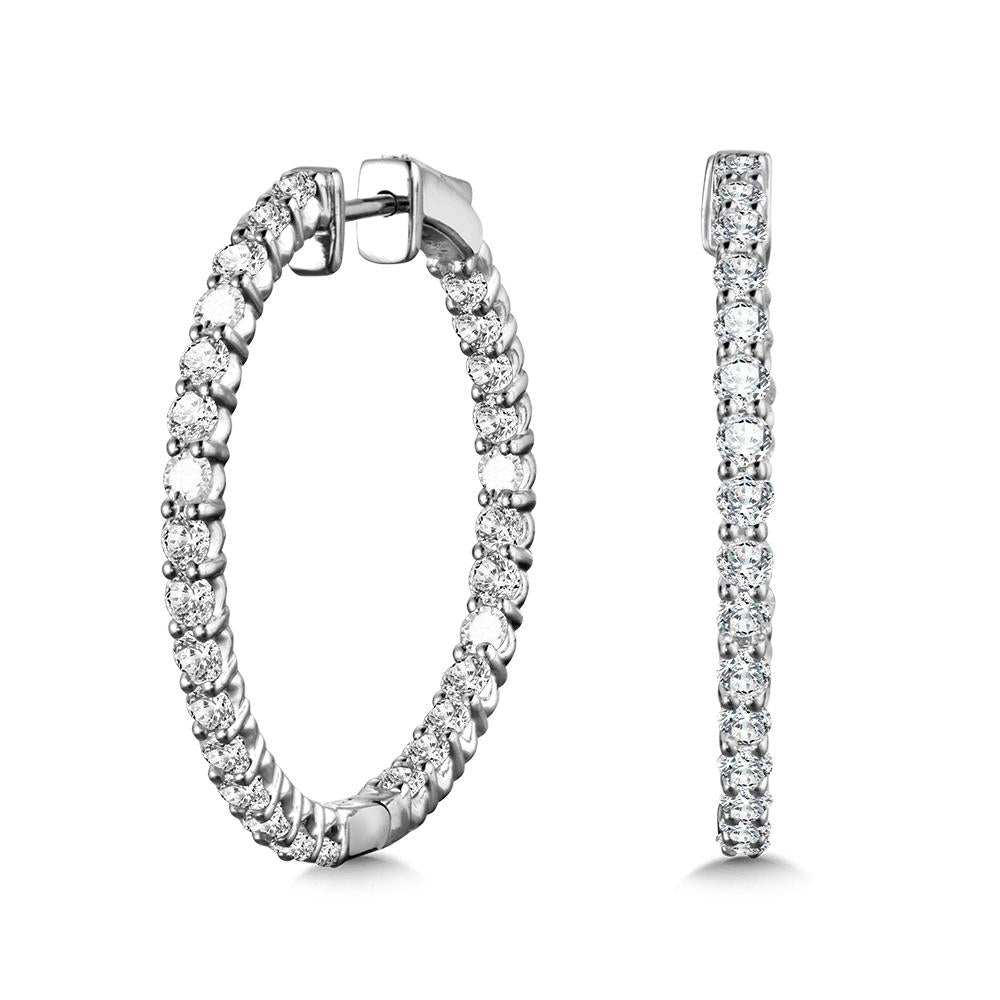 14K White Gold Inside-Out Diamond Hoop Earrings | 3.00 CTW