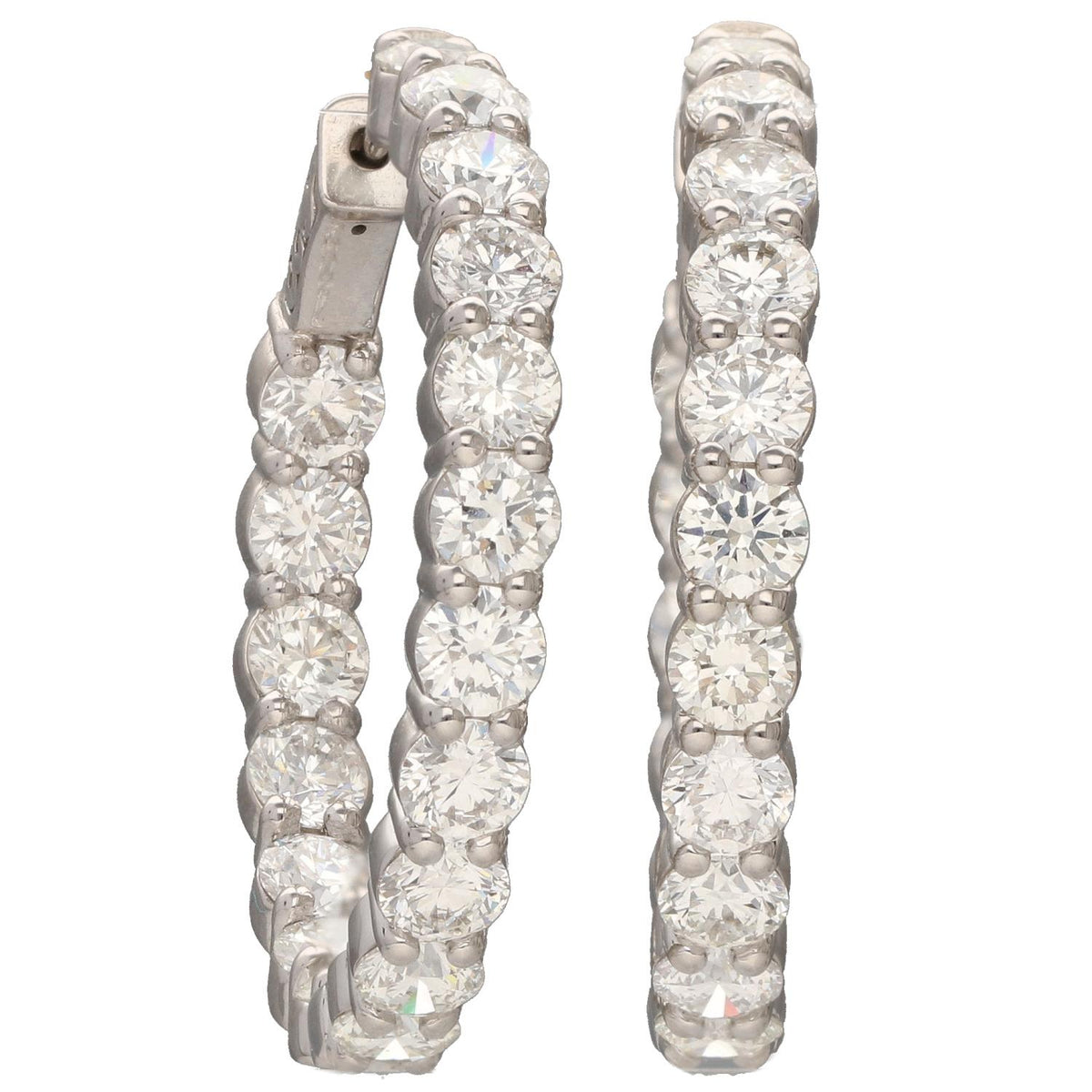 14K White Gold 8.39ct Diamond Inside Out Hoops