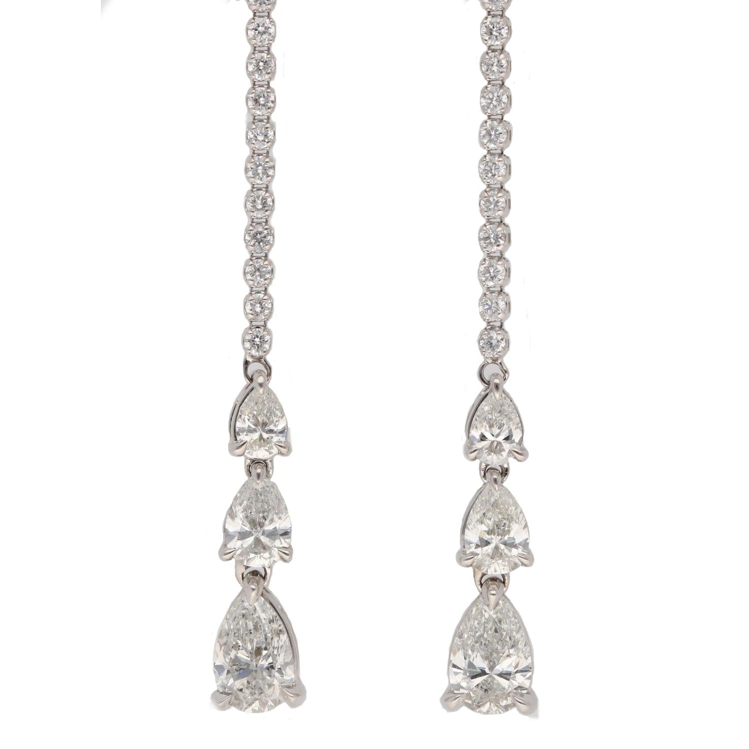 Three Tier Pear Diamond Drops