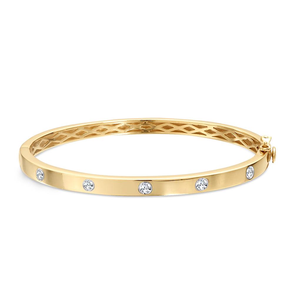 14K Yellow Gold Diamond Flush Set Bangle