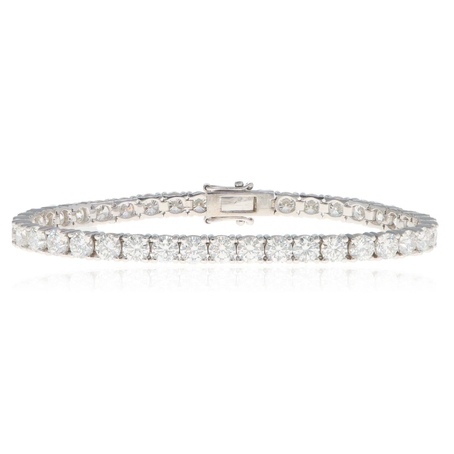 14K White 12.39ct Diamond Tennis Bracelet