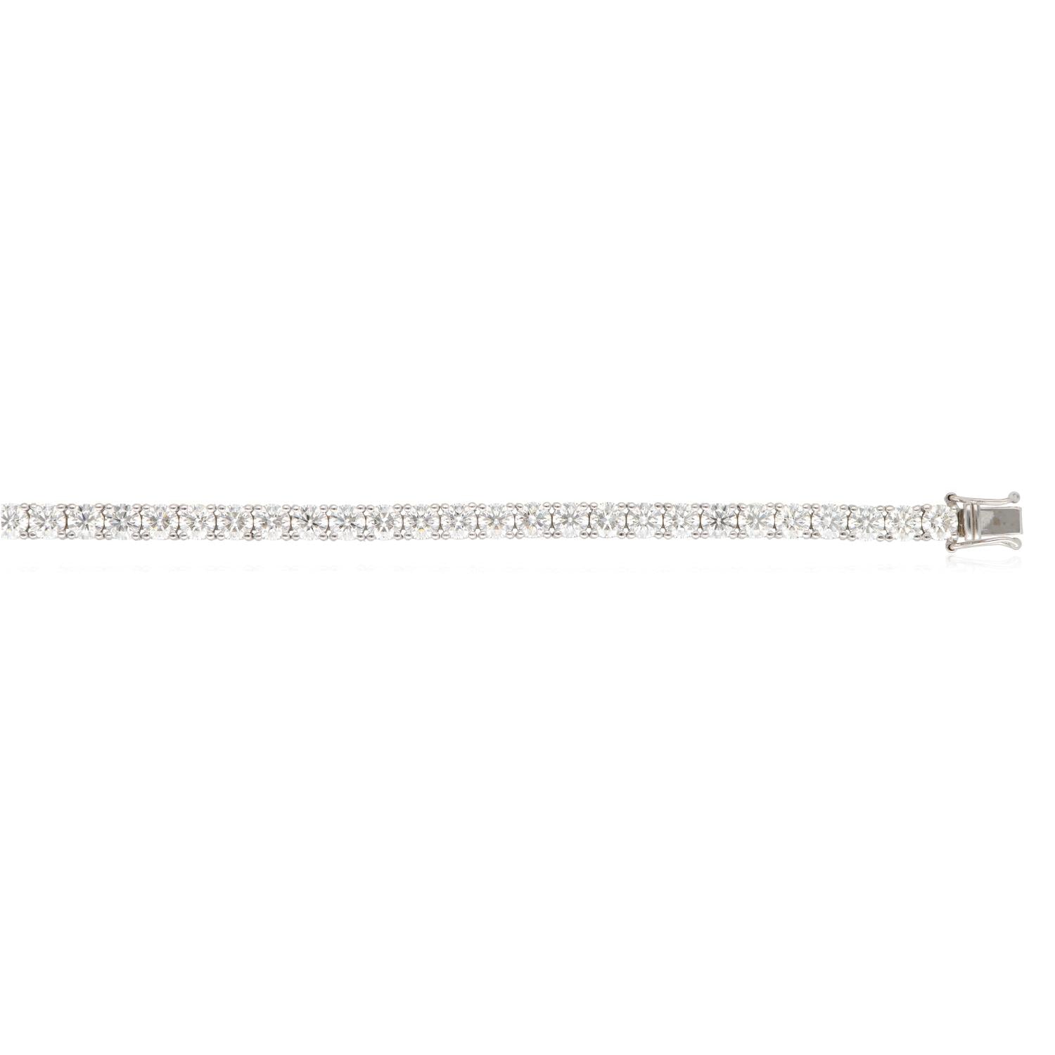 14K White 12.39ct Diamond Tennis Bracelet