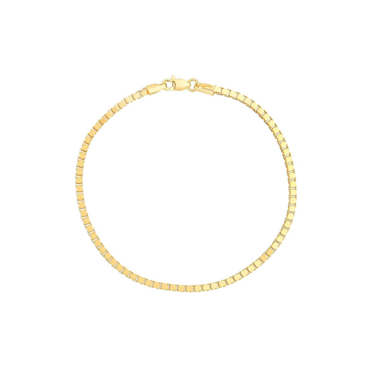 14K Yellow Gold Box Chain Bracelet 7.25in 2mm 5.74g Sleek Classic Style