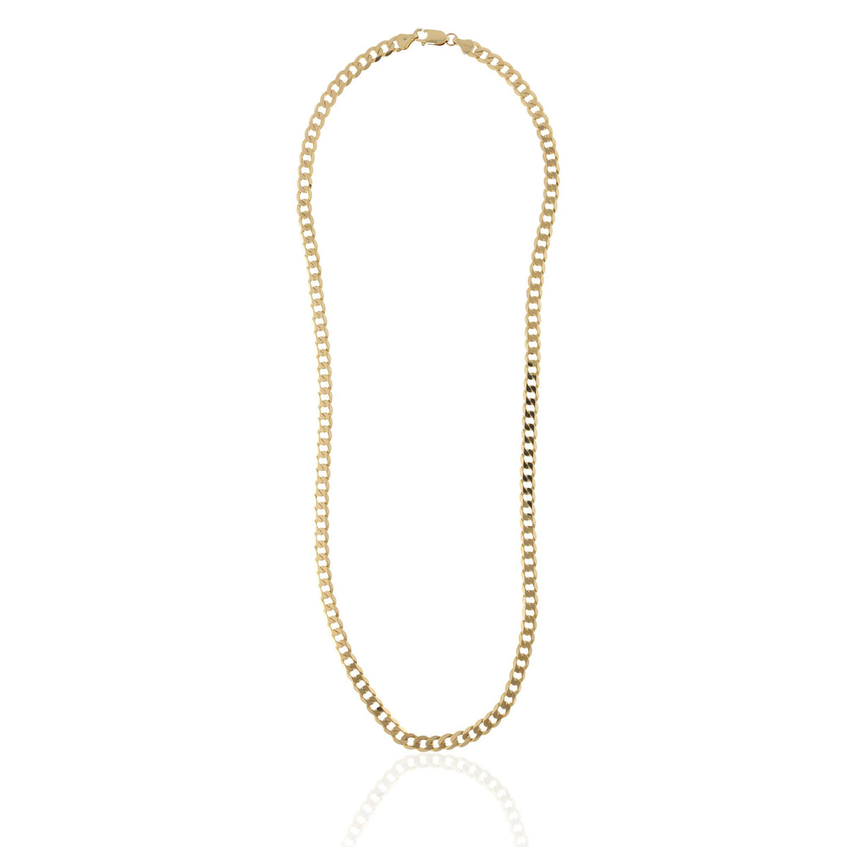 14K Yellow Gold Curb Chain Necklace – 24", 6.11mm