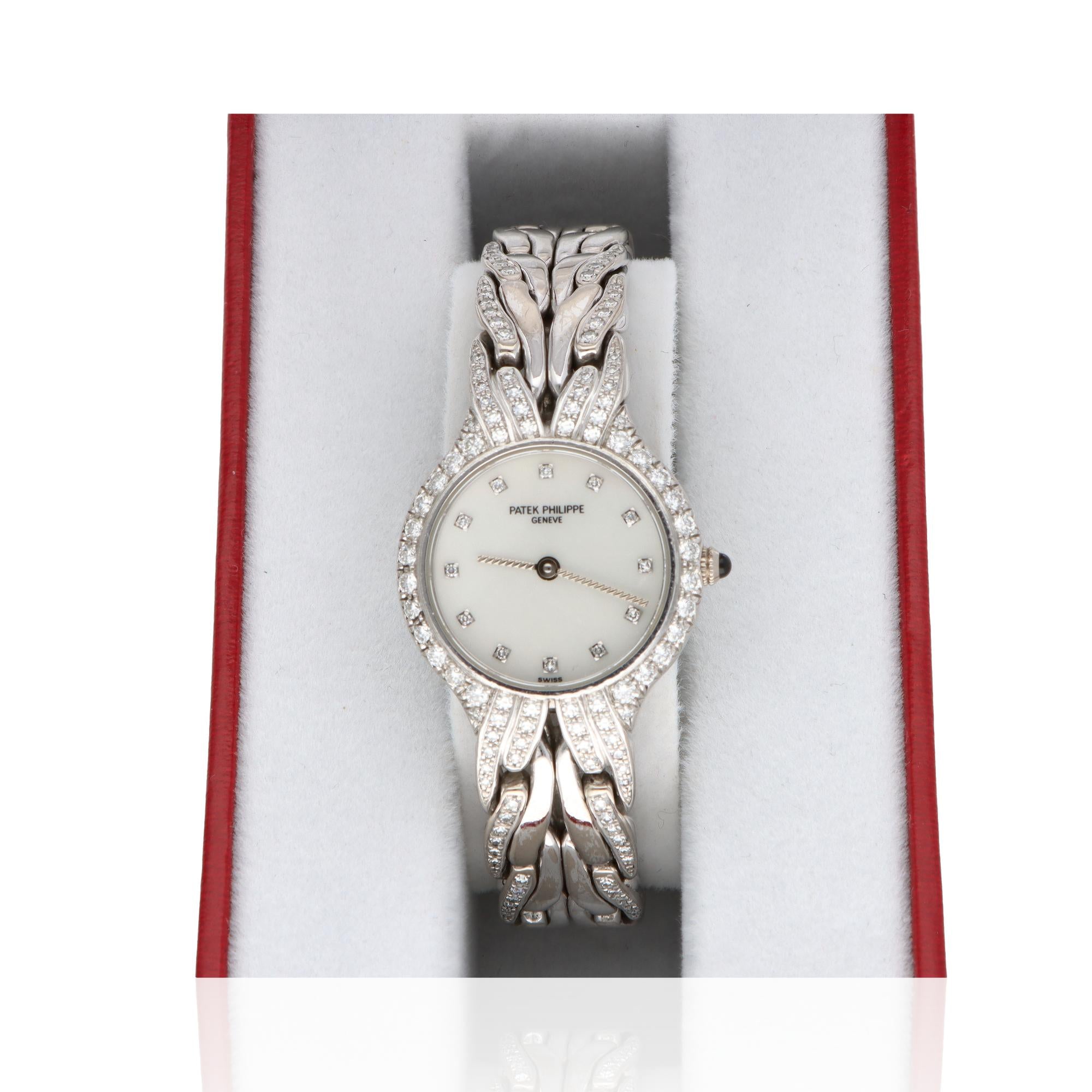 Patek Philippe La Flamme 18K White Gold Diamond Dial Ladies Watch