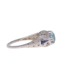 18k Aqua & Sapphire Fashion Ring Size 7, 3.5g
