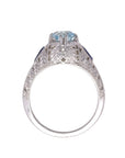 18k Aqua & Sapphire Fashion Ring Size 7, 3.5g