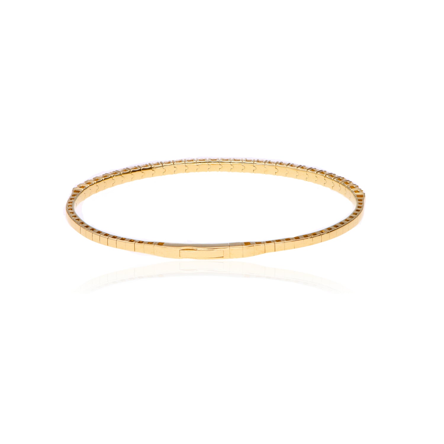 14K Yellow Gold Flex Bangle 2.00ct Round Diamonds G/H SI2 6.75 Bracelet 8.1g