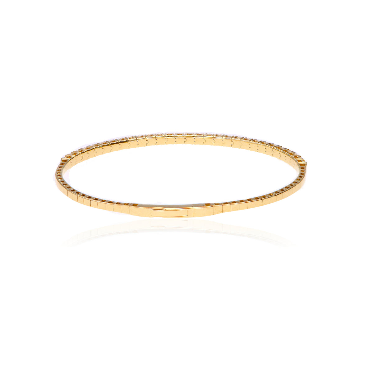 14K Yellow Gold Flex Bangle 2.00ct Round Diamonds G/H SI2 6.75 Bracelet 8.1g