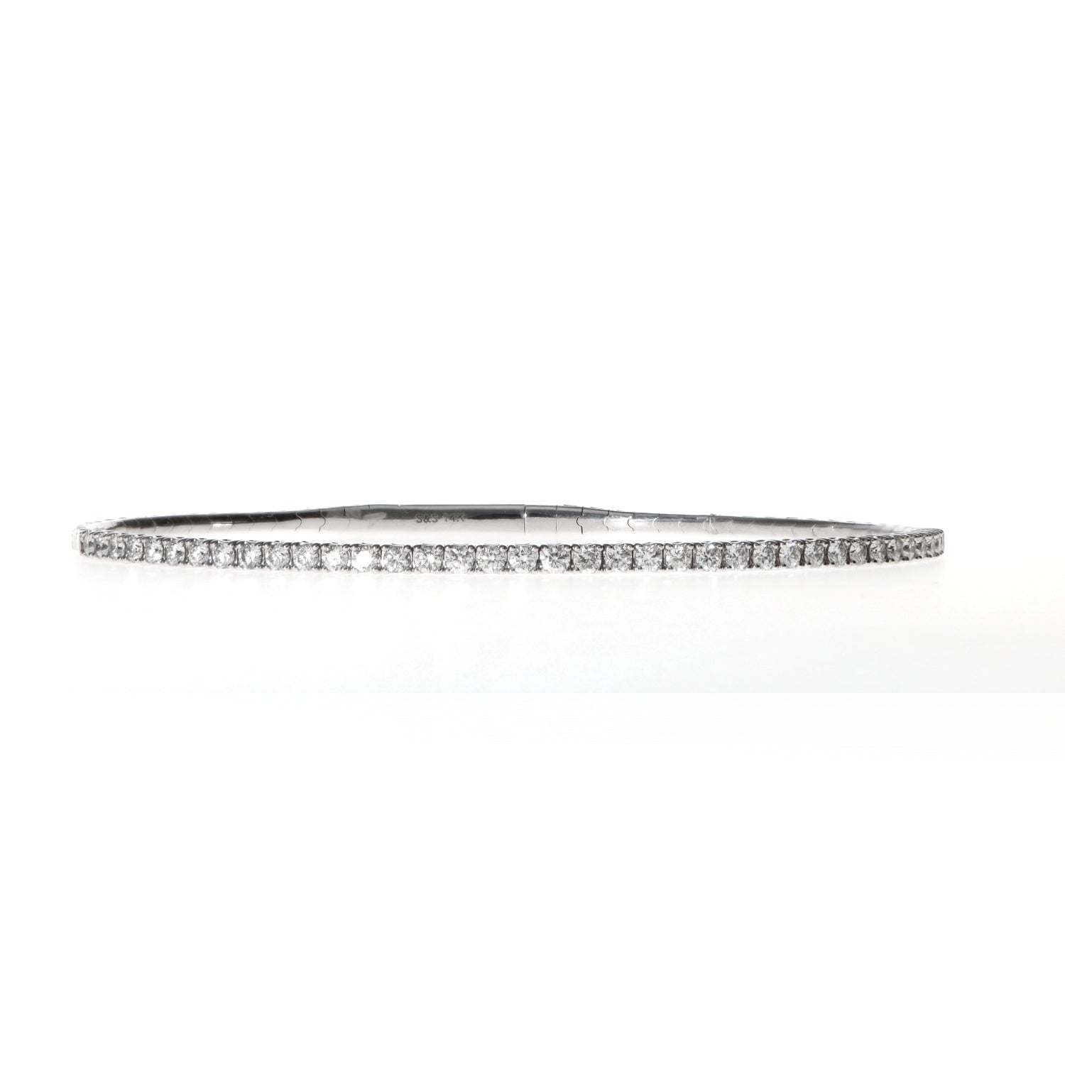 14K White Gold Flex Bangle 0.97ct Diamonds G/H SI2 6.75 Elegant Bracelet 5.7gram