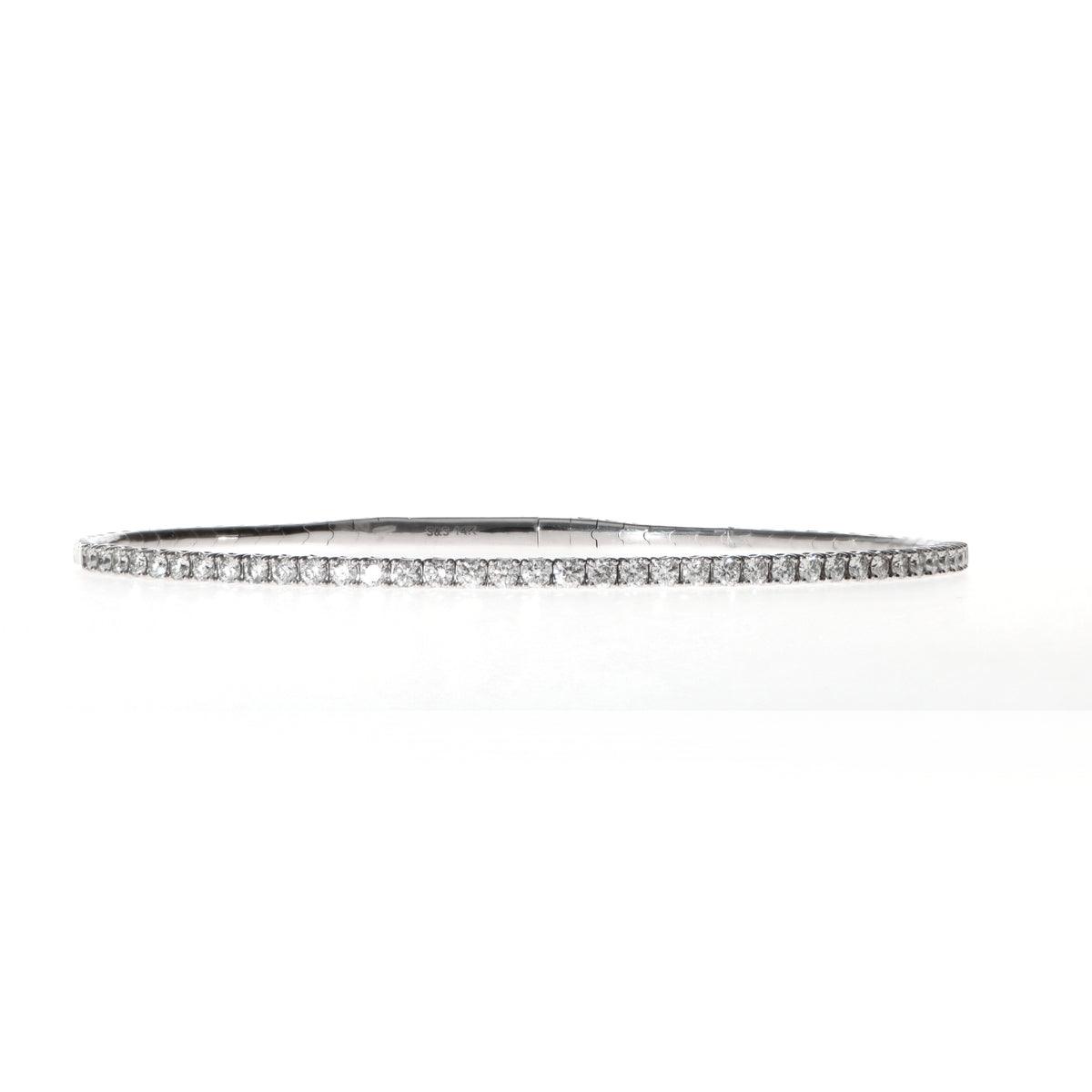 14K White Gold Flex Bangle 0.97ct Diamonds G/H SI2 6.75 Elegant Bracelet 5.7gram