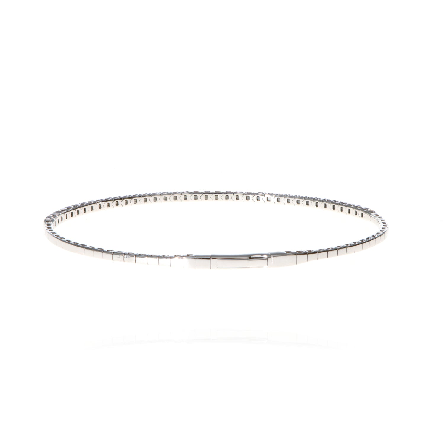 14K White Gold Flex Bangle 0.97ct Diamonds G/H SI2 6.75 Elegant Bracelet 5.7gram