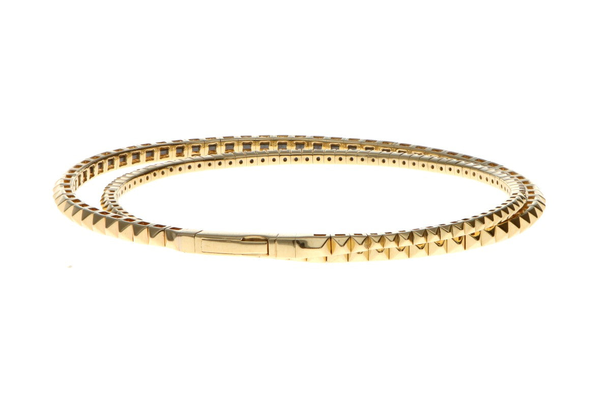 14 Karat Yellow Double Wrap Spike Flex Bangle Brac