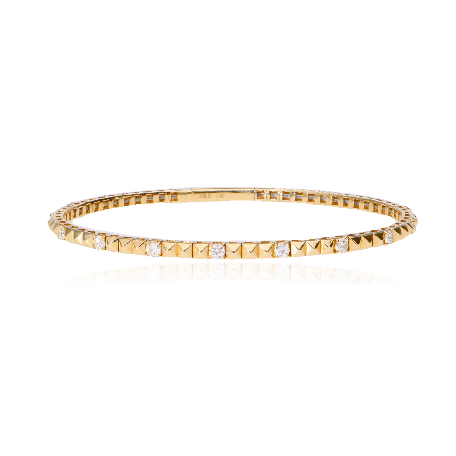 14 Karat Yellow 1+3 Flexi Bangle Bracelet with 1.05ctw