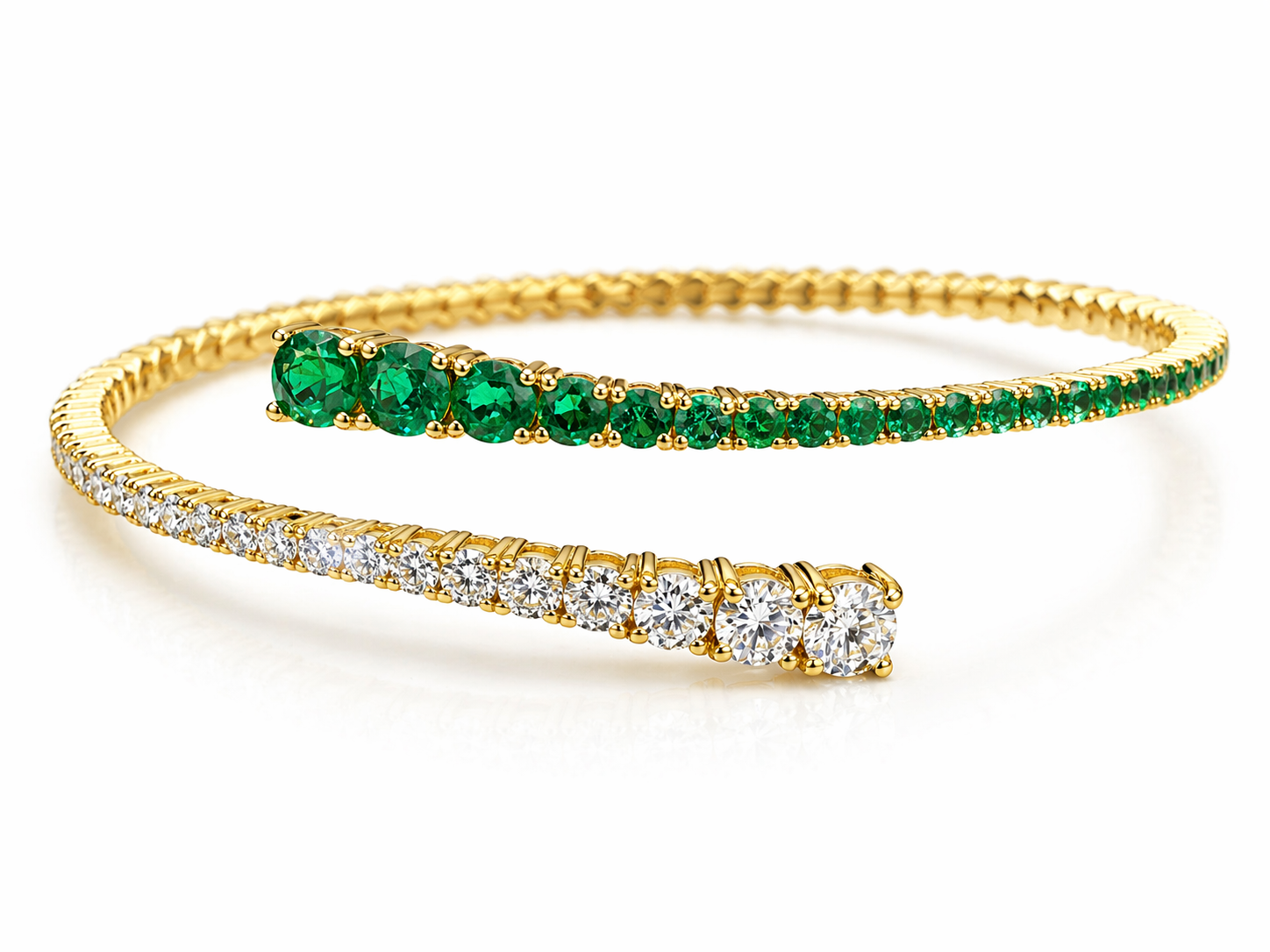Emerald and Diamond Flex Bangle