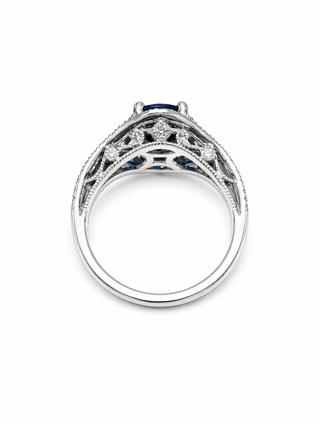 Vintage Inspired Sapphire Halo Ring