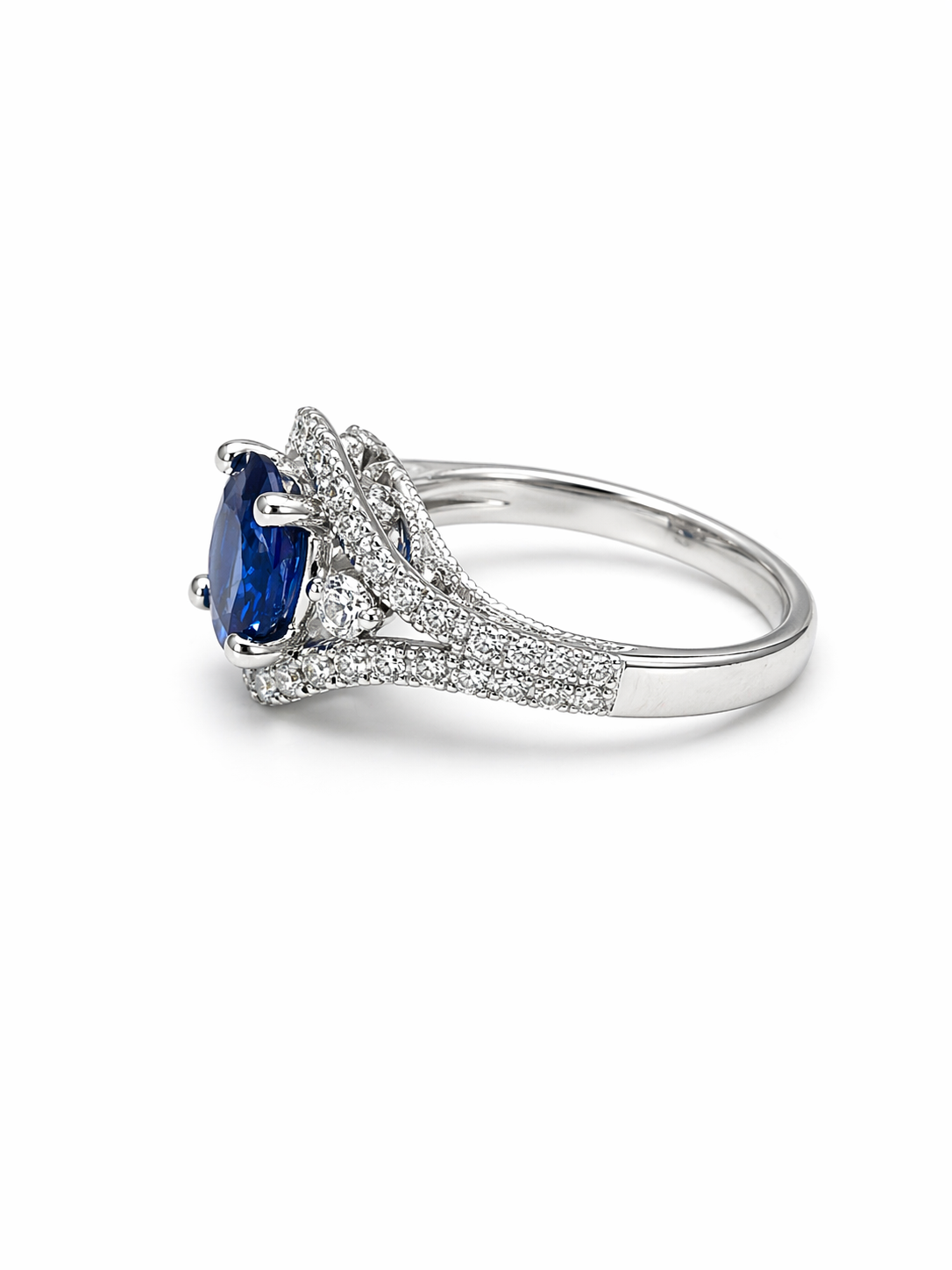 Vintage Inspired Sapphire Halo Ring